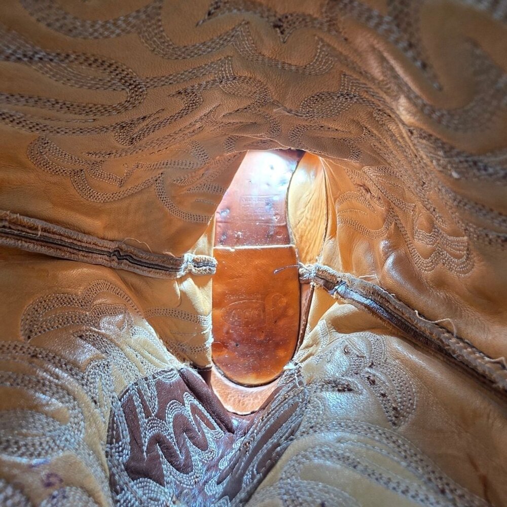 Vintage Justin Boots Rare Exotic Hornback Alligator 10D Cowboy Western Boots CBC - Picture 13 of 14